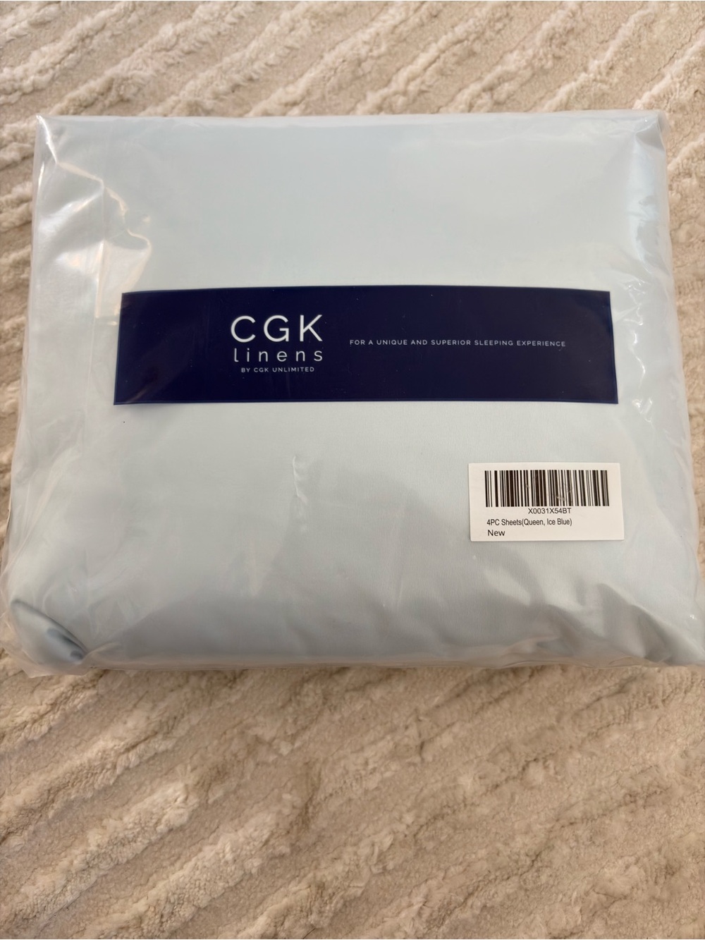 CGL Ice Blue Queen Size Four Piece Linen Set
